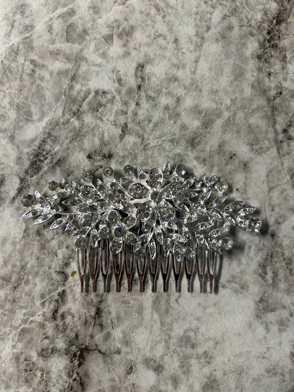 Crystal Floral Silver Hair Comb - Women Accessories